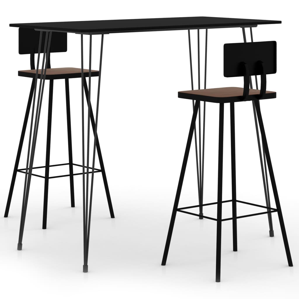 vidaXL Set mobilier de bar, 3 piese, negru vidaXL Set mobilier de bar, 3 piese, negru