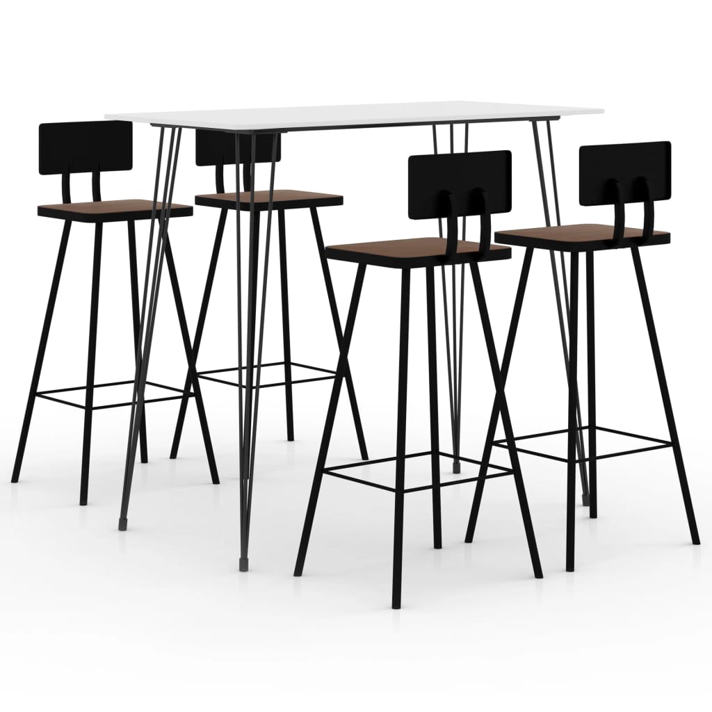 vidaXL Set mobilier de bar, 5 piese, alb vidaXL Set mobilier de bar, 5 piese, alb