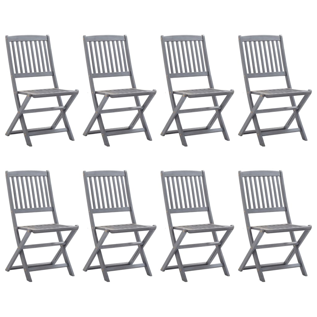 vidaXL Set mobilier de grădină, 9 piese, gri, lemn masiv de acacia vidaXL Set mobilier de grădină, 9 piese, gri, lemn masiv de acacia