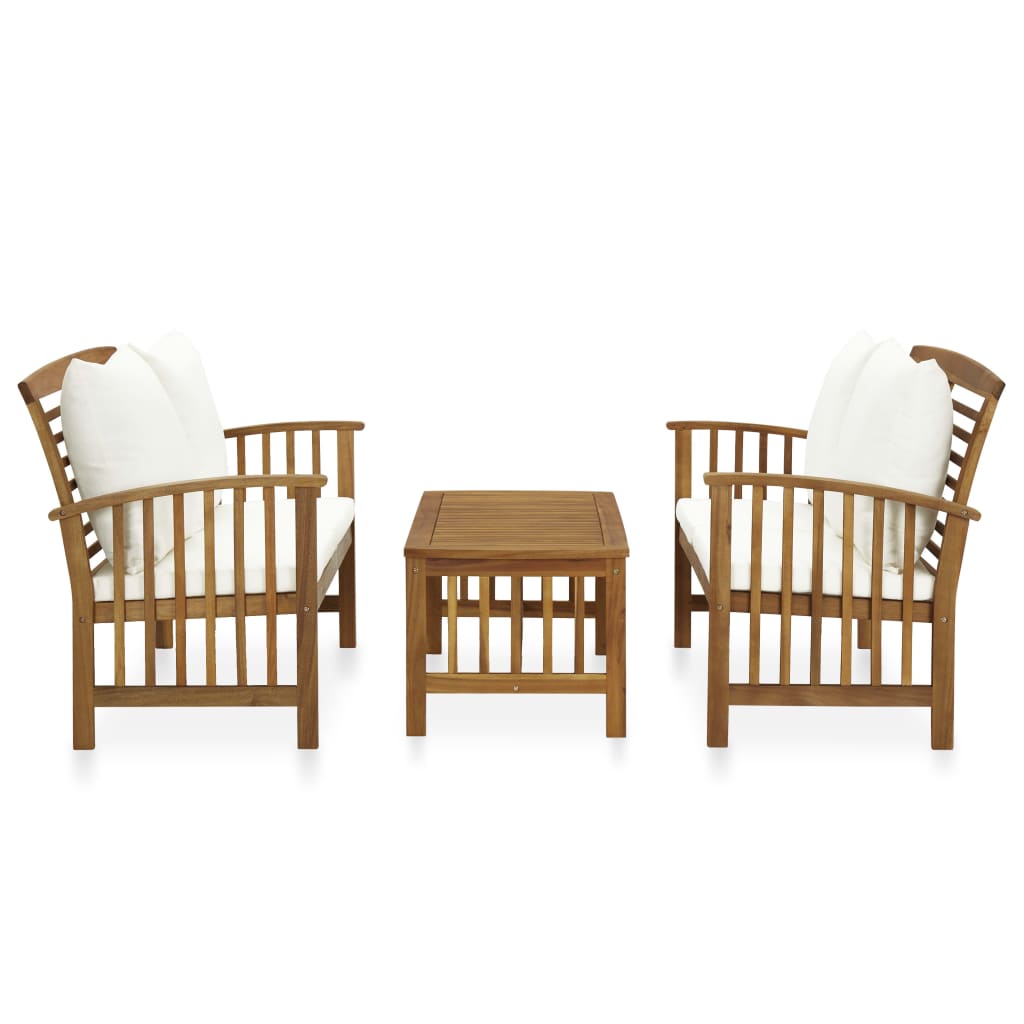 vidaXL Set mobilier grădină cu perne, 3 piese, lemn masiv de acacia