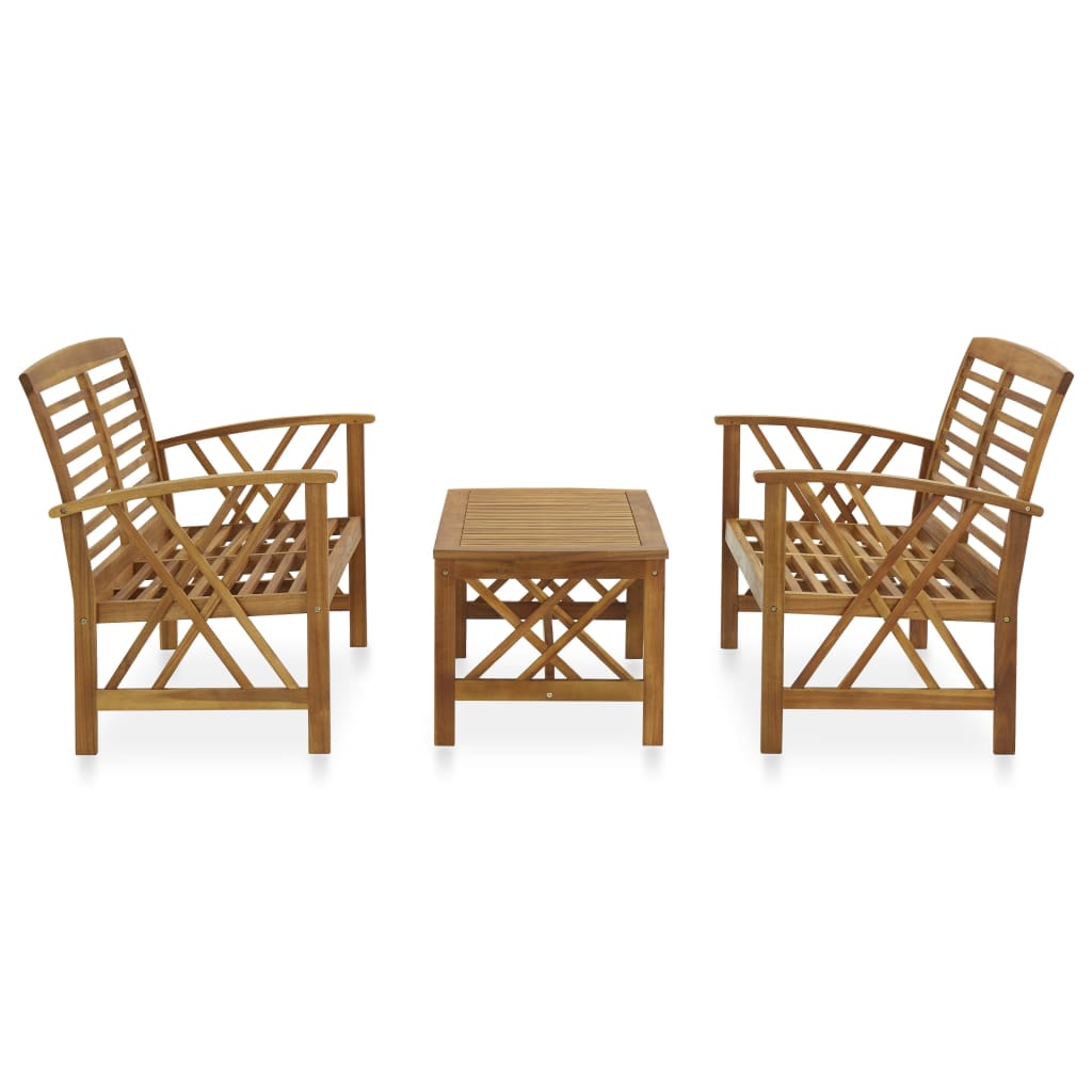 vidaXL Set mobilier de grădină, 3 piese, lemn masiv de acacia vidaXL Set mobilier de grădină, 3 piese, lemn masiv de acacia