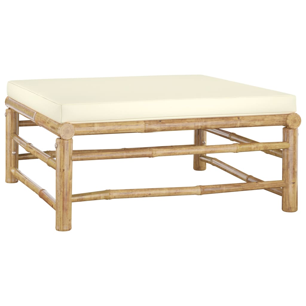 vidaXL Set mobilier de grădină, cu perne alb crem, 4 piese, bambus vidaXL Set mobilier de grădină, cu perne alb crem, 4 piese, bambus
