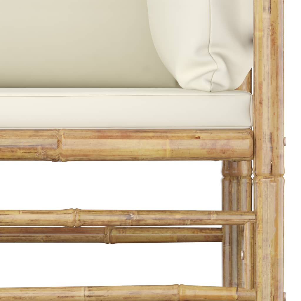 vidaXL Set mobilier de grădină, cu perne alb crem, 4 piese, bambus vidaXL Set mobilier de grădină, cu perne alb crem, 4 piese, bambus
