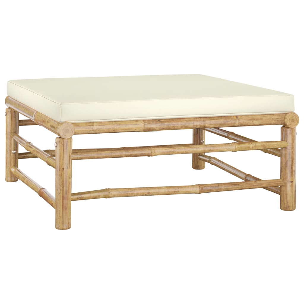 vidaXL Set mobilier de grădină, cu perne alb crem, 10 piese, bambus vidaXL Set mobilier de grădină, cu perne alb crem, 10 piese, bambus