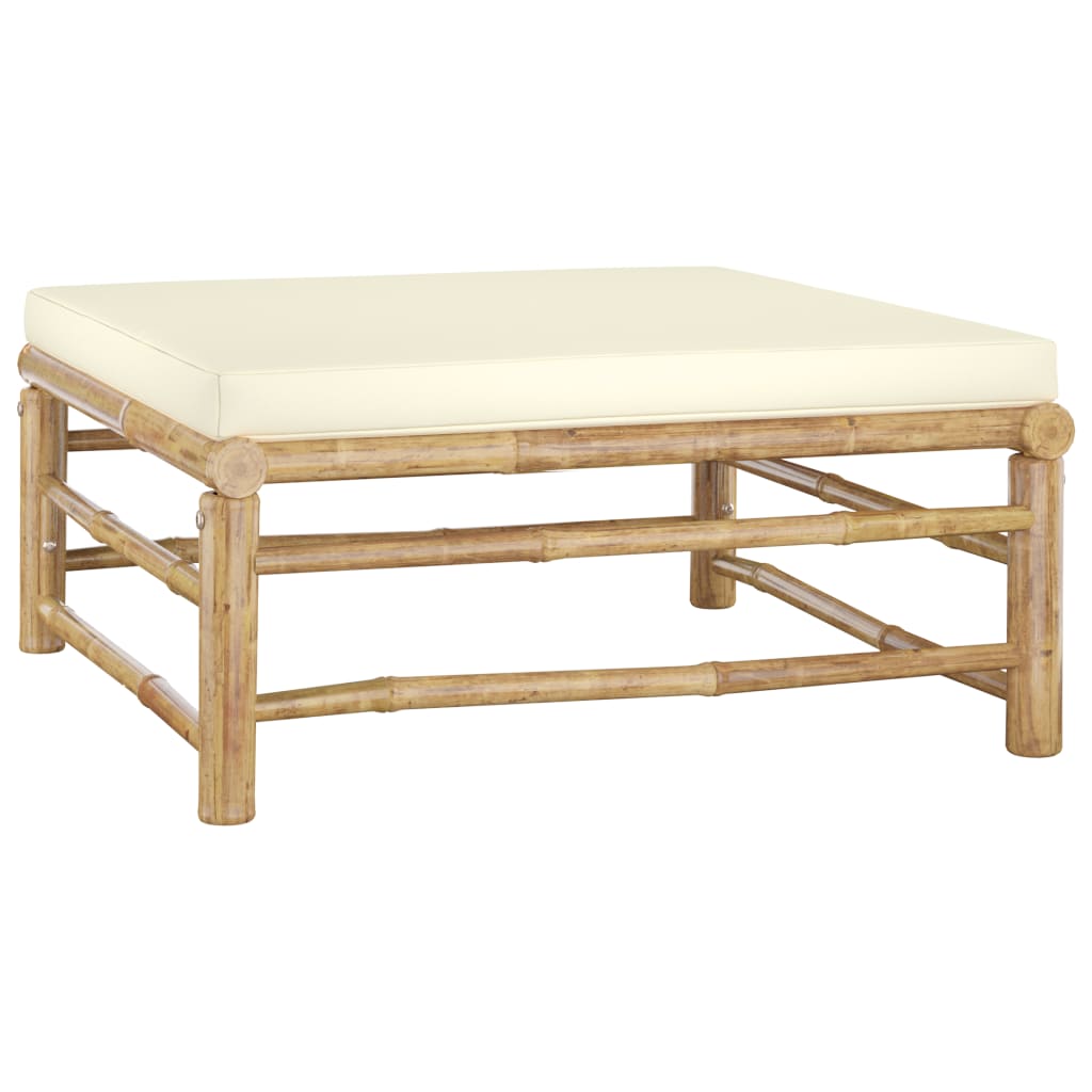 vidaXL Set mobilier de grădină, cu perne alb crem, 9 piese, bambus vidaXL Set mobilier de grădină, cu perne alb crem, 9 piese, bambus