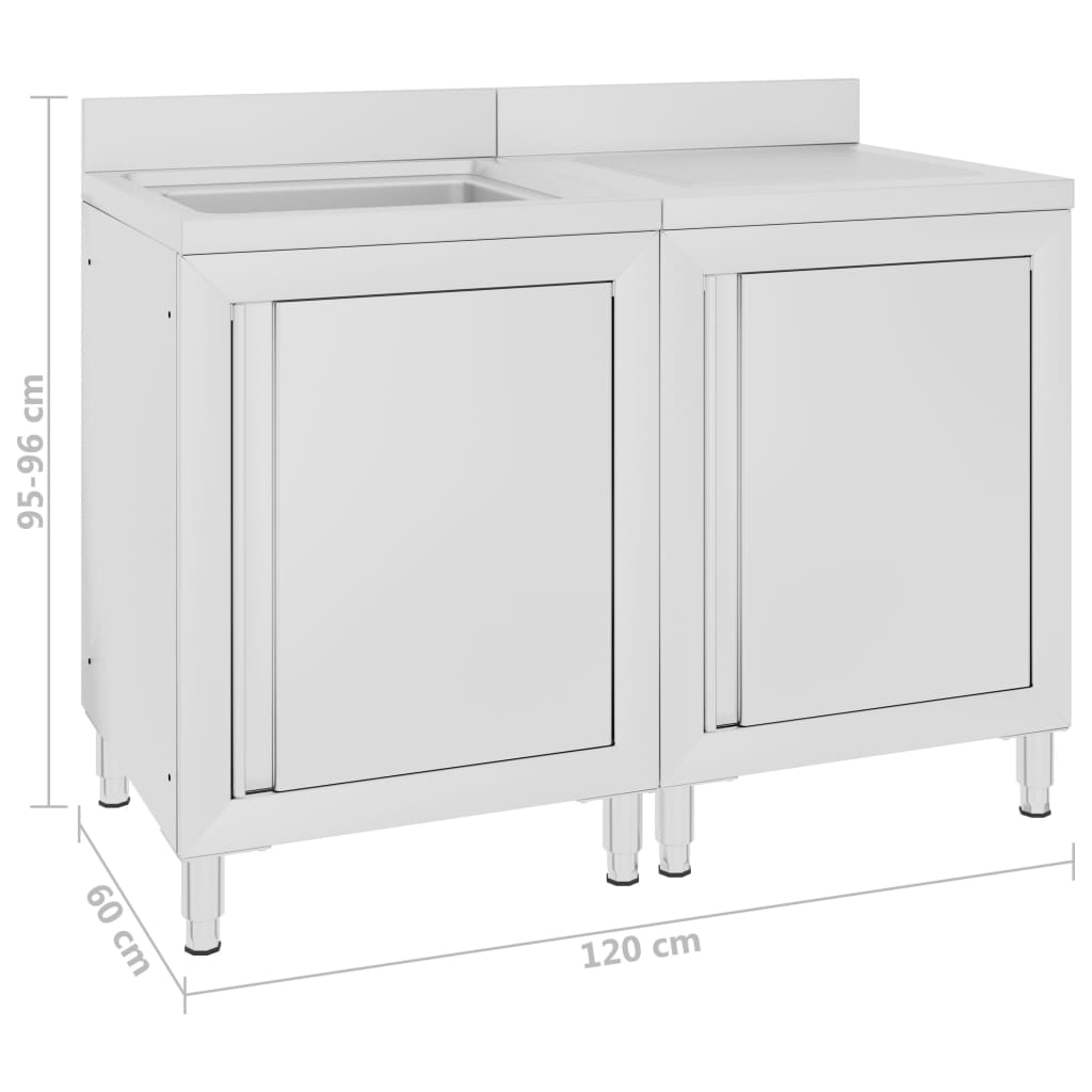 vidaXL Dulap comercial pentru chiuvetă,120x60x96 cm, oțel inoxidabil