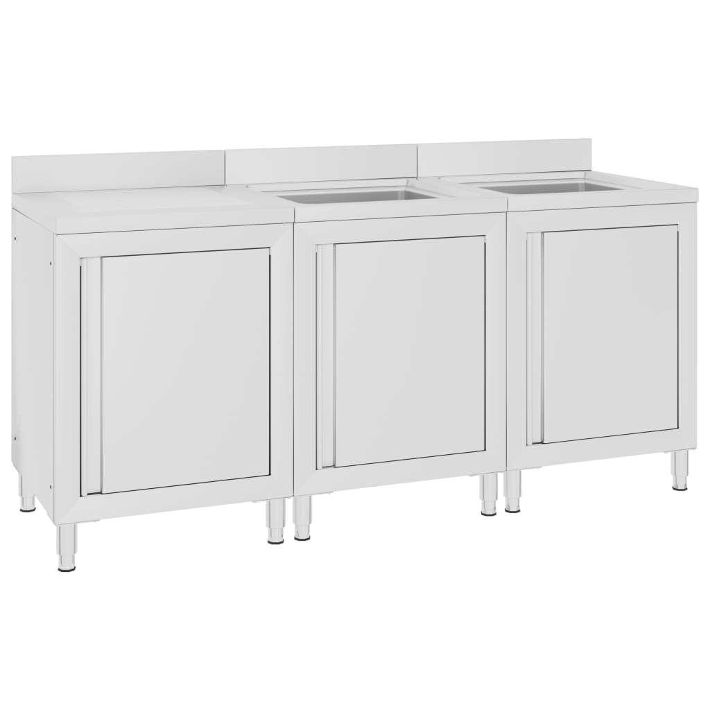 vidaXL Dulap comercial pentru chiuvetă, 180x60x96 cm, oțel inoxidabil vidaXL Dulap comercial pentru chiuvetă, 180x60x96 cm, oțel inoxidabil
