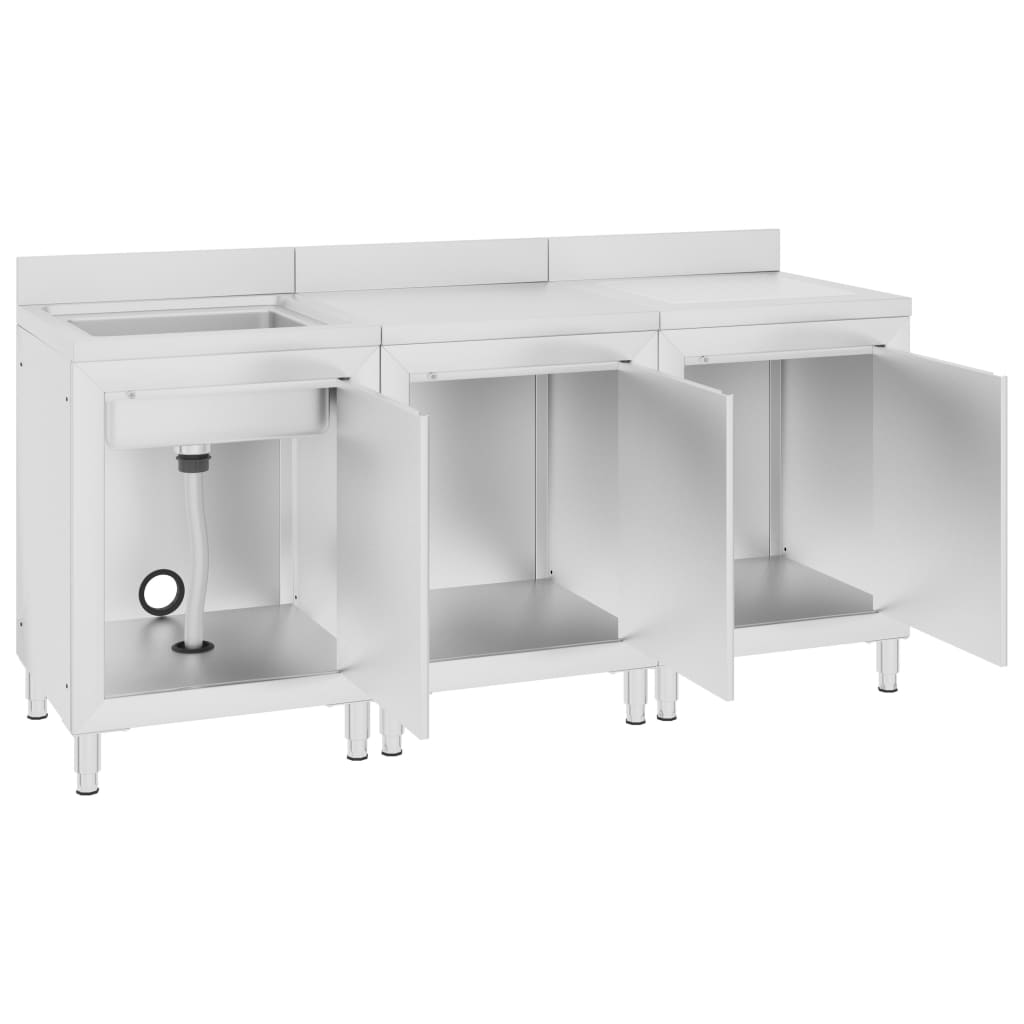 vidaXL Dulap comercial pentru chiuvetă 180x60x96 cm, oțel inoxidabil vidaXL Dulap comercial pentru chiuvetă 180x60x96 cm, oțel inoxidabil