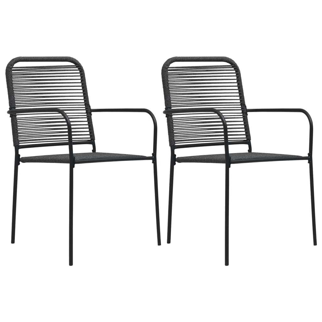 vidaXL Set mobilier grădină, 3 piese, negru, sfoară de bumbac și oțel vidaXL Set mobilier grădină, 3 piese, negru, sfoară de bumbac și oțel