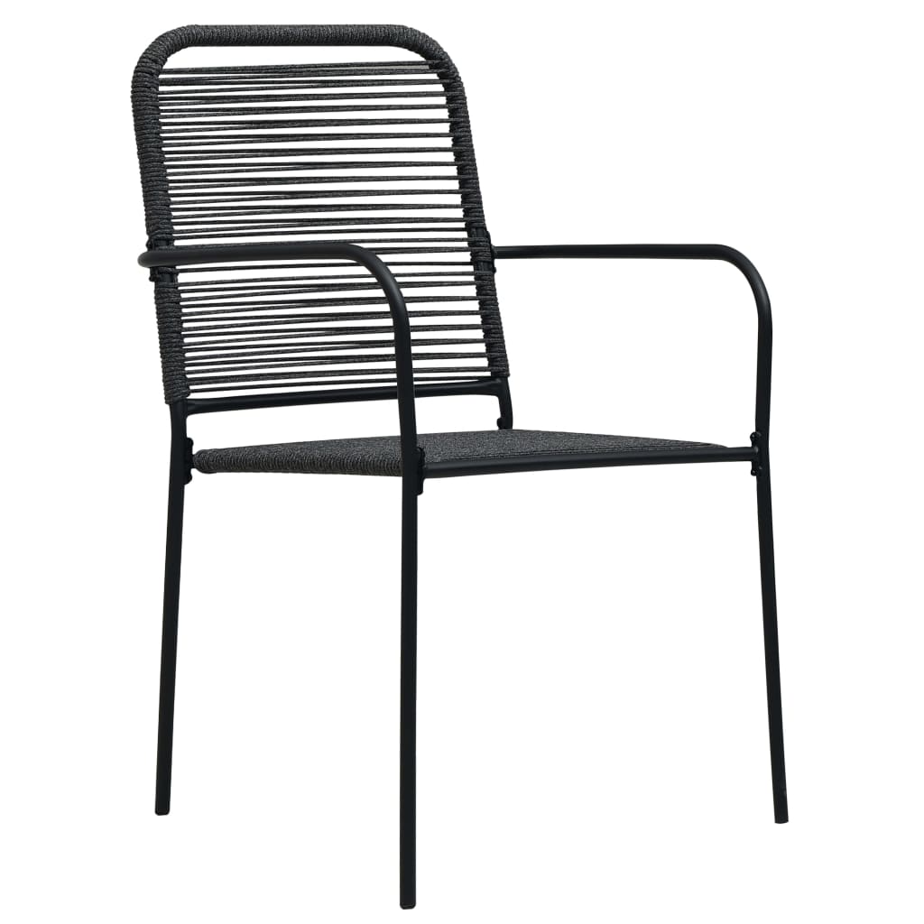 vidaXL Set mobilier grădină, 3 piese, negru, sfoară de bumbac și oțel vidaXL Set mobilier grădină, 3 piese, negru, sfoară de bumbac și oțel