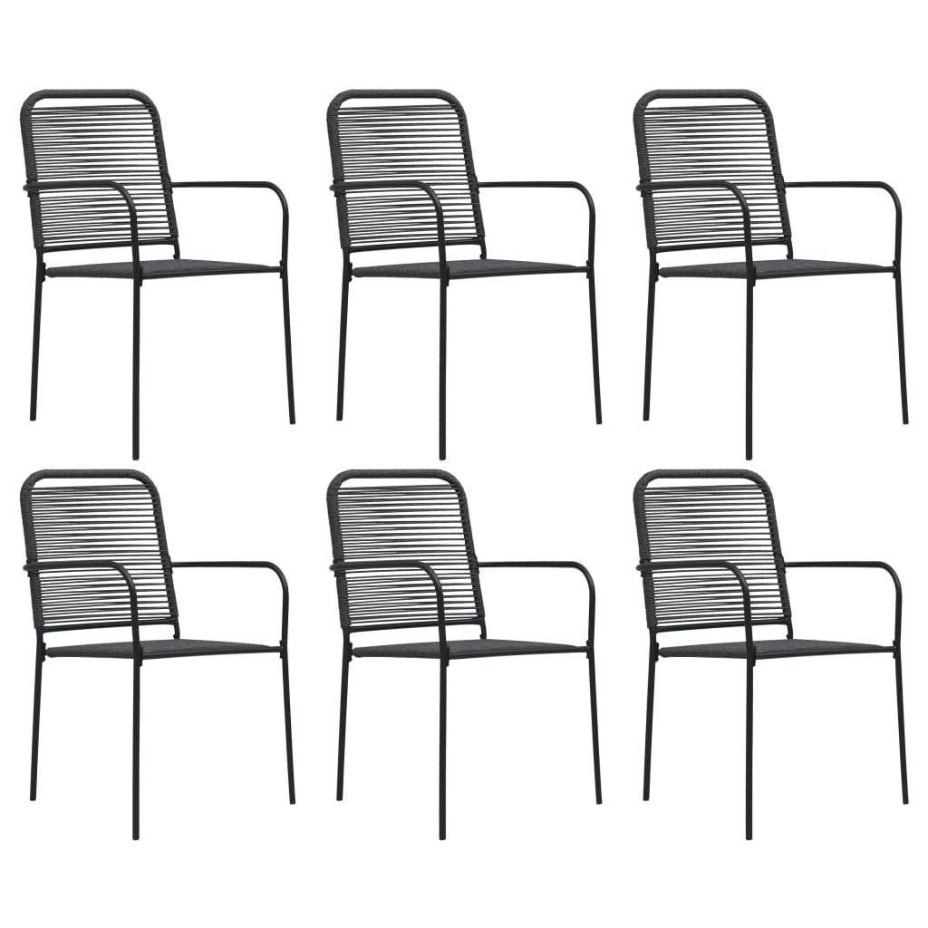 vidaXL Set mobilier de grădină, 7 piese, negru, sfoară bumbac și oțel