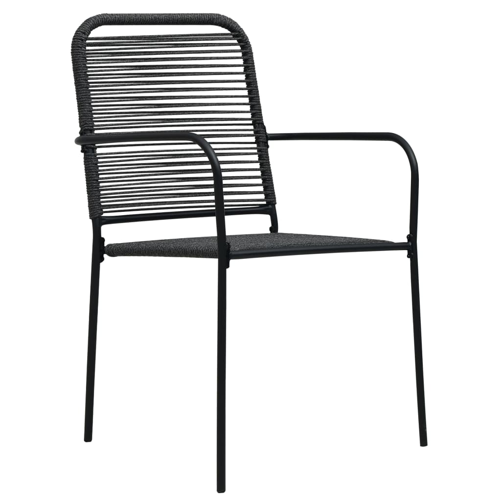 vidaXL Set mobilier de grădină, 7 piese, negru, sfoară bumbac și oțel