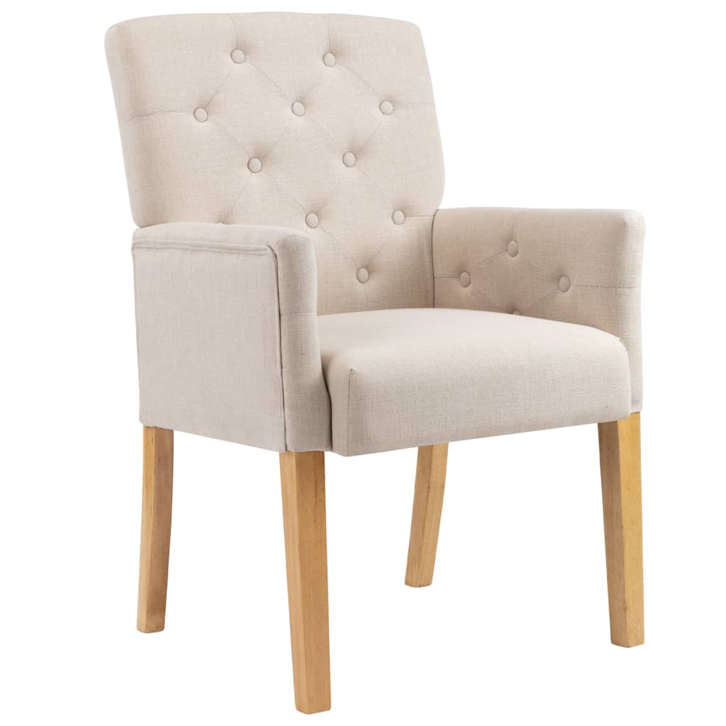 vidaXL Scaune de bucătărie cu brațe, 2 buc., bej, material textil