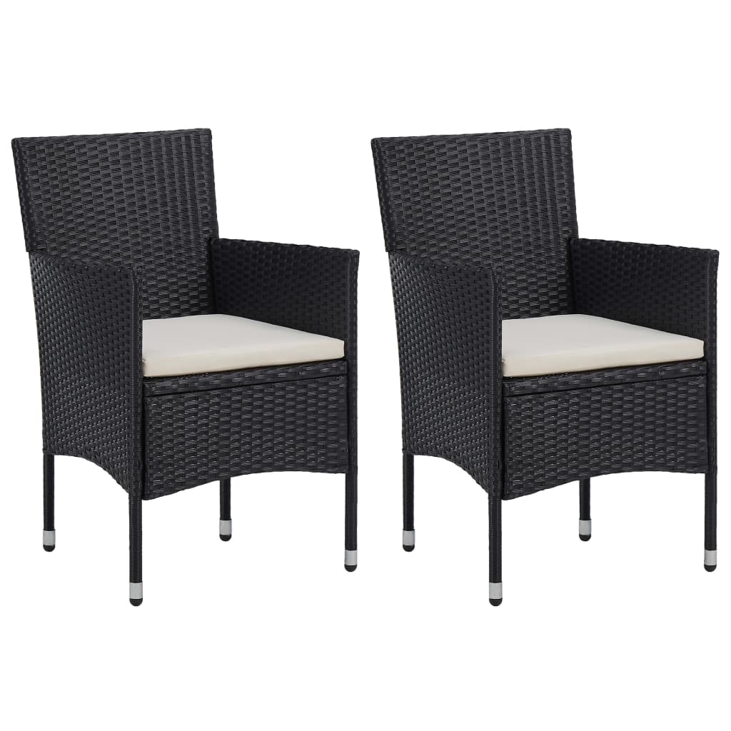 vidaXL Set mobilier de grădină, 3 piese, negru, poliratan și sticlă vidaXL Set mobilier de grădină, 3 piese, negru, poliratan și sticlă