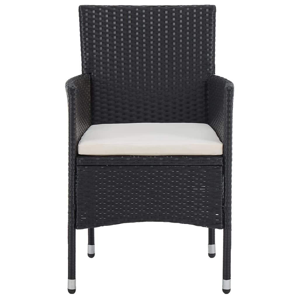 vidaXL Set mobilier de grădină, 3 piese, negru, poliratan și sticlă vidaXL Set mobilier de grădină, 3 piese, negru, poliratan și sticlă