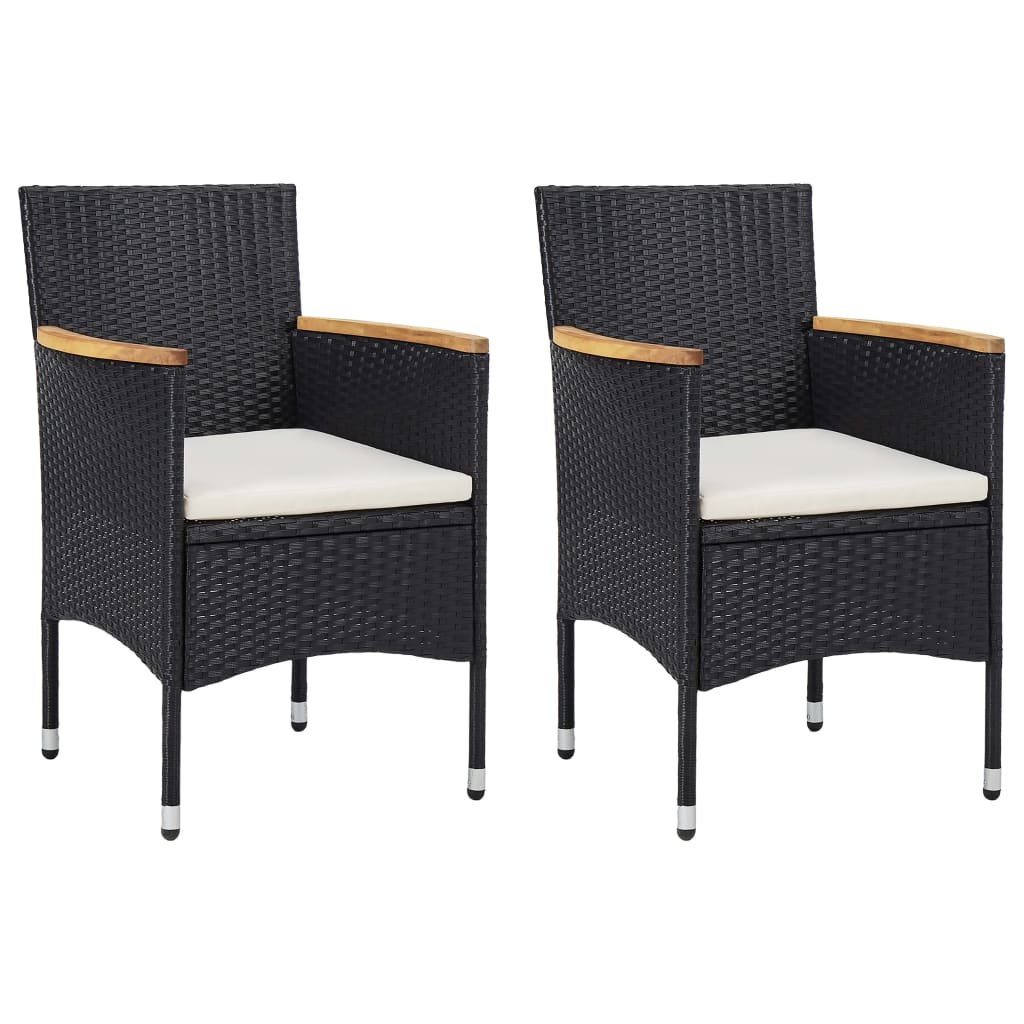 vidaXL Set mobilier grădină, 3 piese, negru, poliratan și lemn acacia vidaXL Set mobilier grădină, 3 piese, negru, poliratan și lemn acacia