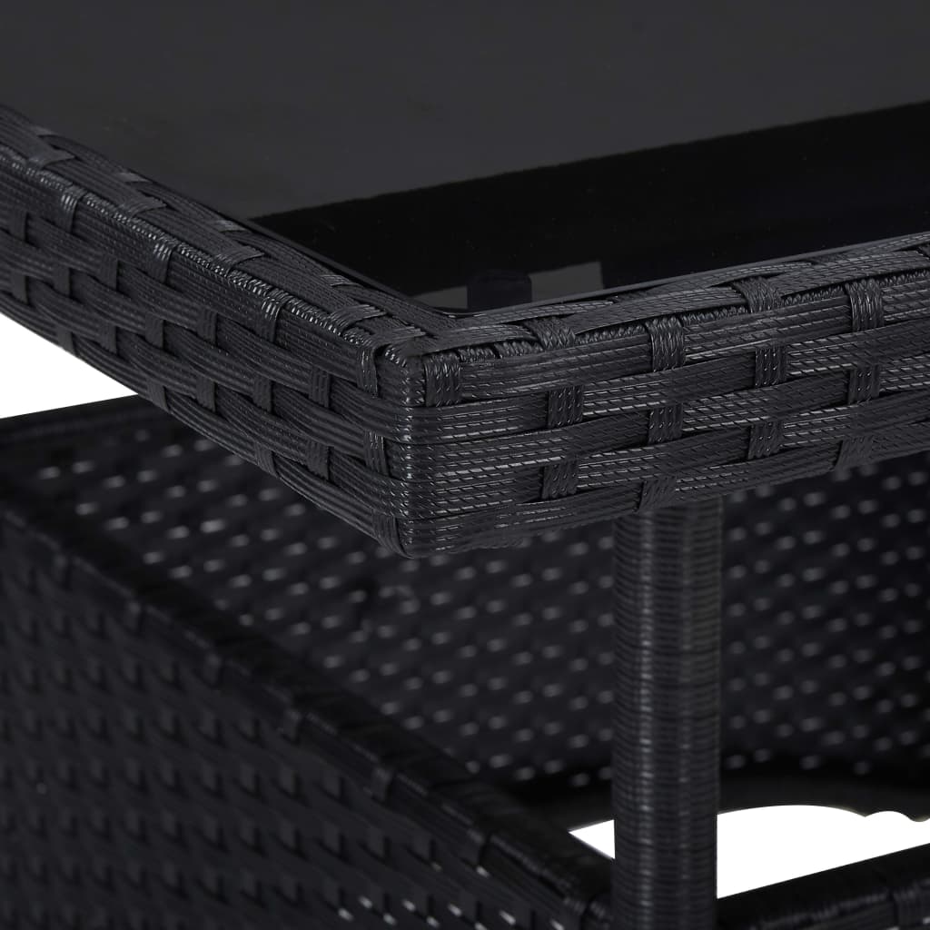 vidaXL Set mobilier grădină, 5 piese, negru, poliratan, lemn acacia vidaXL Set mobilier grădină, 5 piese, negru, poliratan, lemn acacia