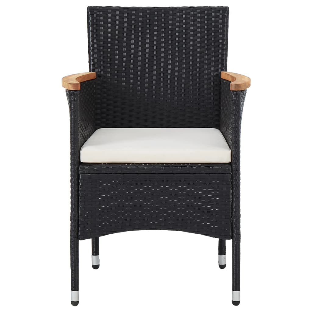 vidaXL Set mobilier grădină, 5 piese, negru, poliratan, lemn acacia vidaXL Set mobilier grădină, 5 piese, negru, poliratan, lemn acacia