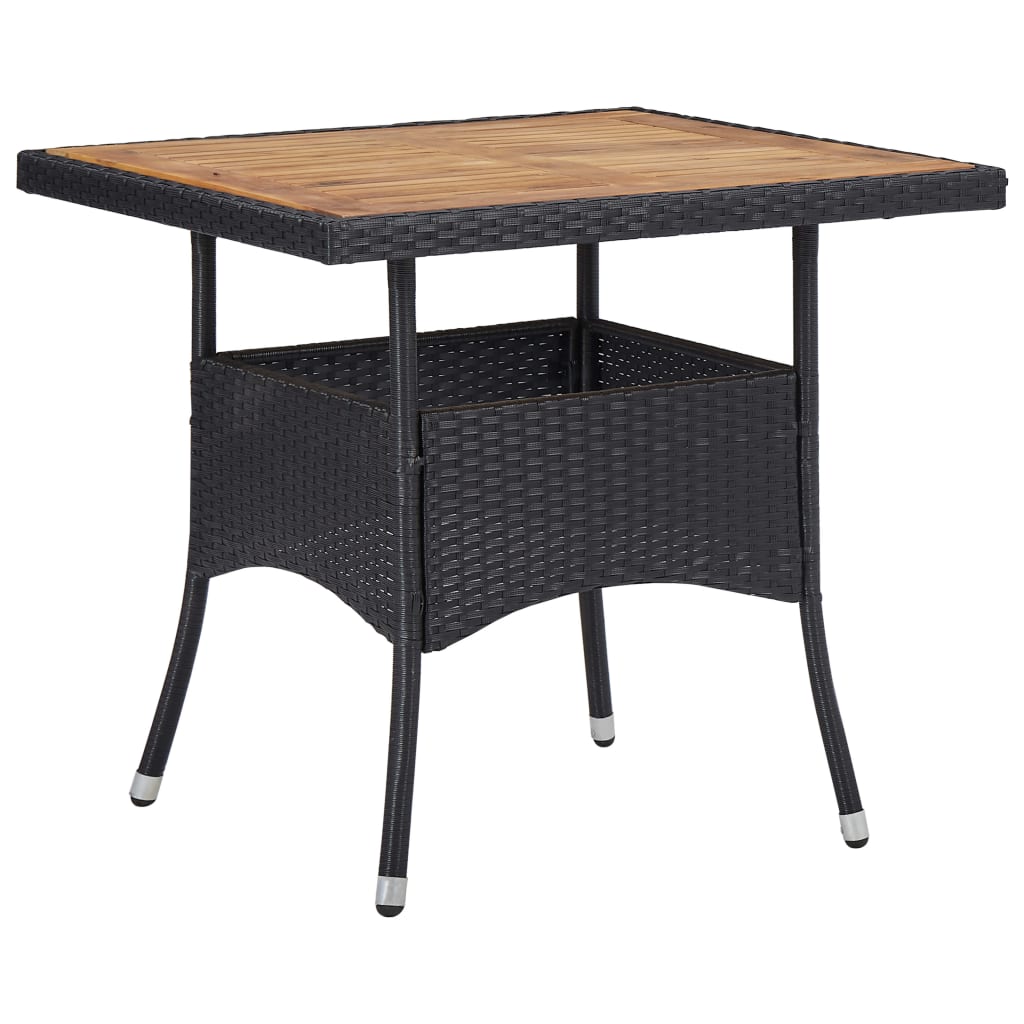 vidaXL Set mobilier grădină, 5 piese, negru, poliratan și lemn acacia vidaXL Set mobilier grădină, 5 piese, negru, poliratan și lemn acacia