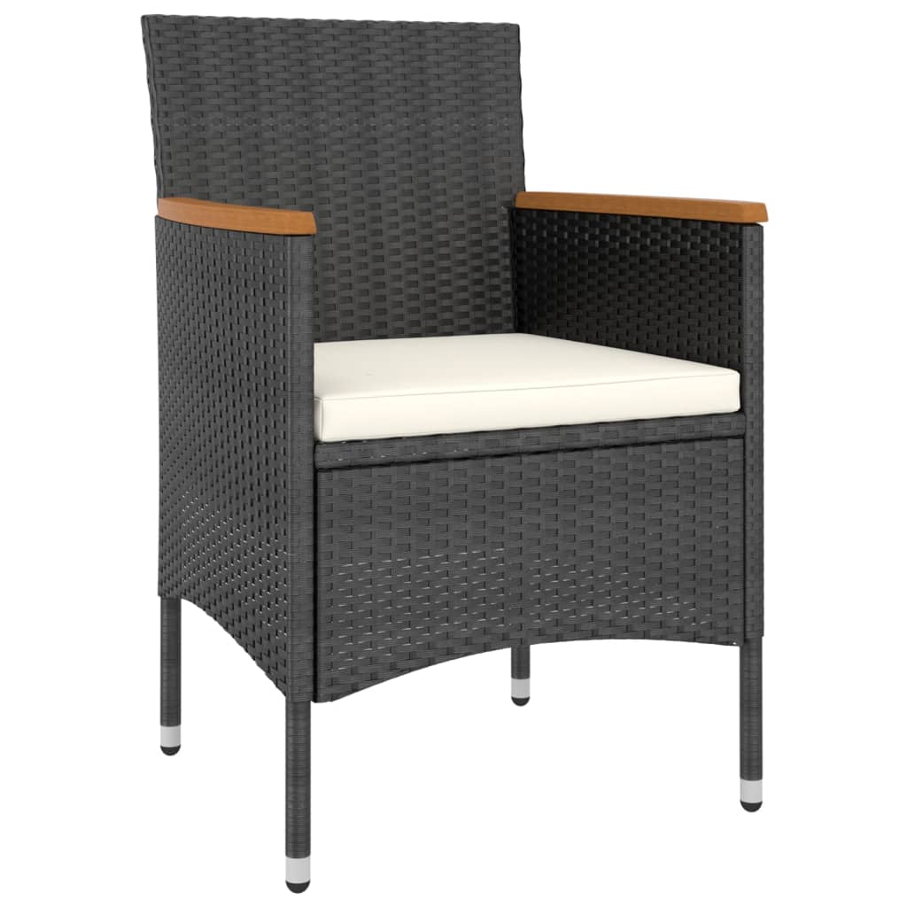vidaXL Set mobilier grădină, 5 piese, negru, poliratan și lemn acacia vidaXL Set mobilier grădină, 5 piese, negru, poliratan și lemn acacia