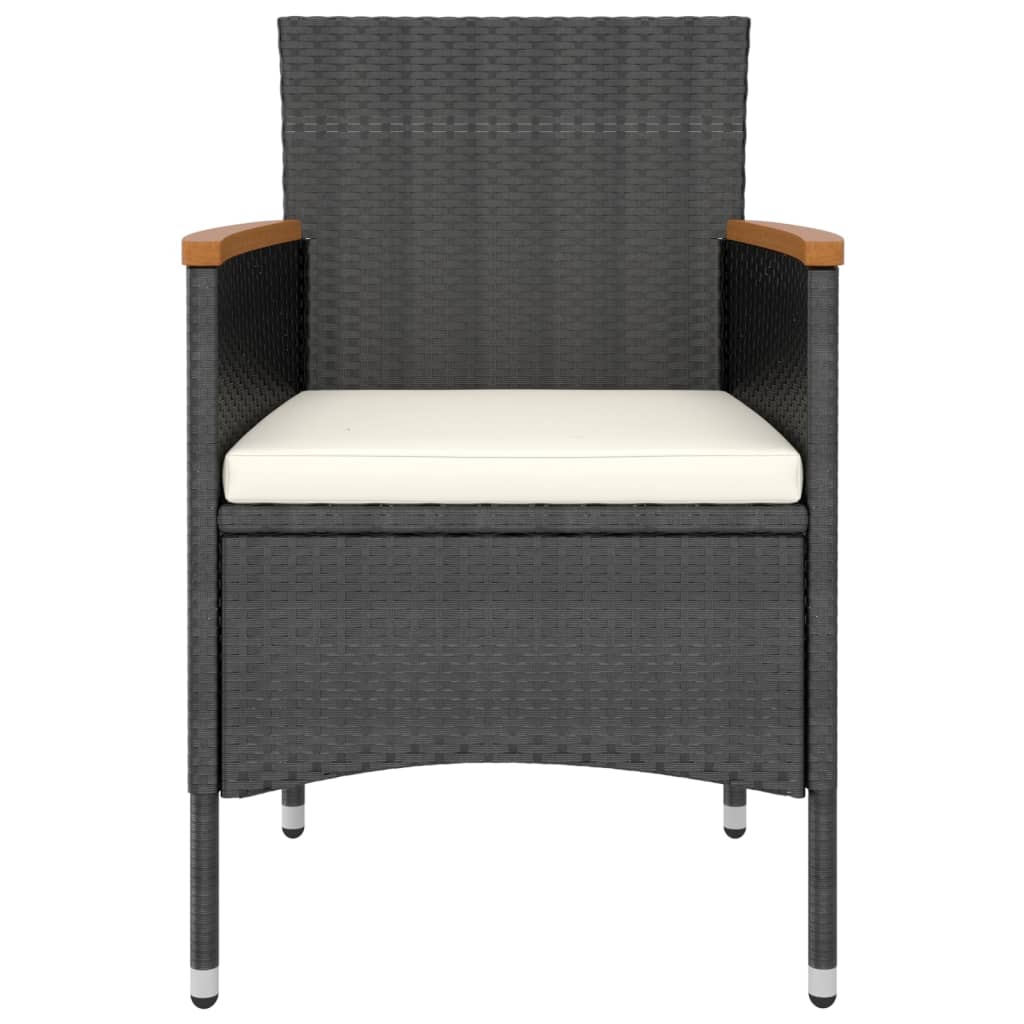 vidaXL Set mobilier grădină, 5 piese, negru, poliratan și lemn acacia vidaXL Set mobilier grădină, 5 piese, negru, poliratan și lemn acacia