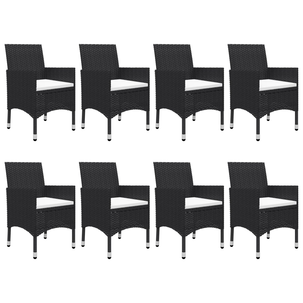 vidaXL Set mobilier grădină, 9 piese, negru, poliratan, lemn acacia vidaXL Set mobilier grădină, 9 piese, negru, poliratan, lemn acacia