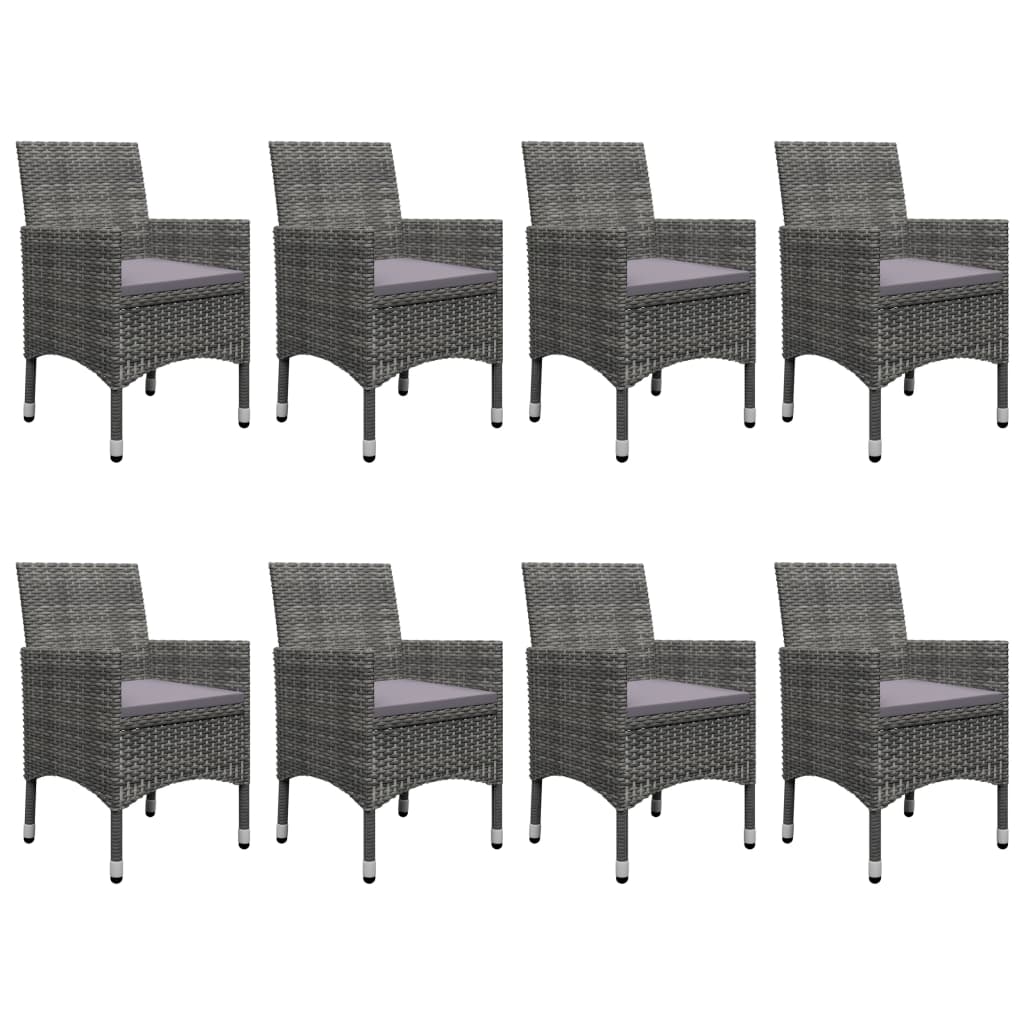 vidaXL Set mobilier de grădină, 9 piese, gri, poliratan și sticlă vidaXL Set mobilier de grădină, 9 piese, gri, poliratan și sticlă