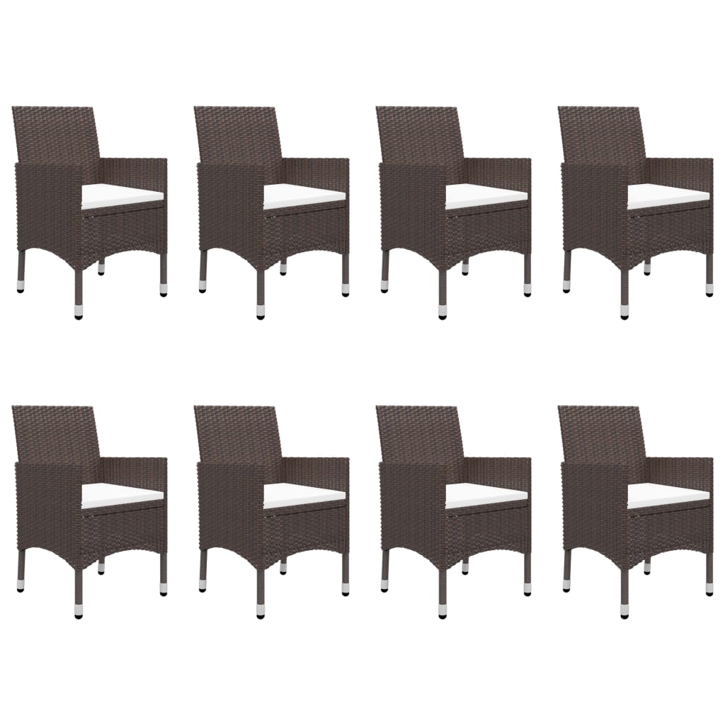 vidaXL Set mobilier grădină, 9 piese, maro, poliratan și sticlă vidaXL Set mobilier grădină, 9 piese, maro, poliratan și sticlă