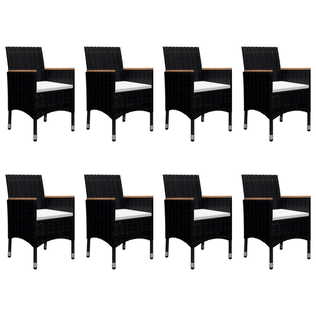 vidaXL Set mobilier grădină, 9 piese, negru, poliratan și lemn acacia vidaXL Set mobilier grădină, 9 piese, negru, poliratan și lemn acacia