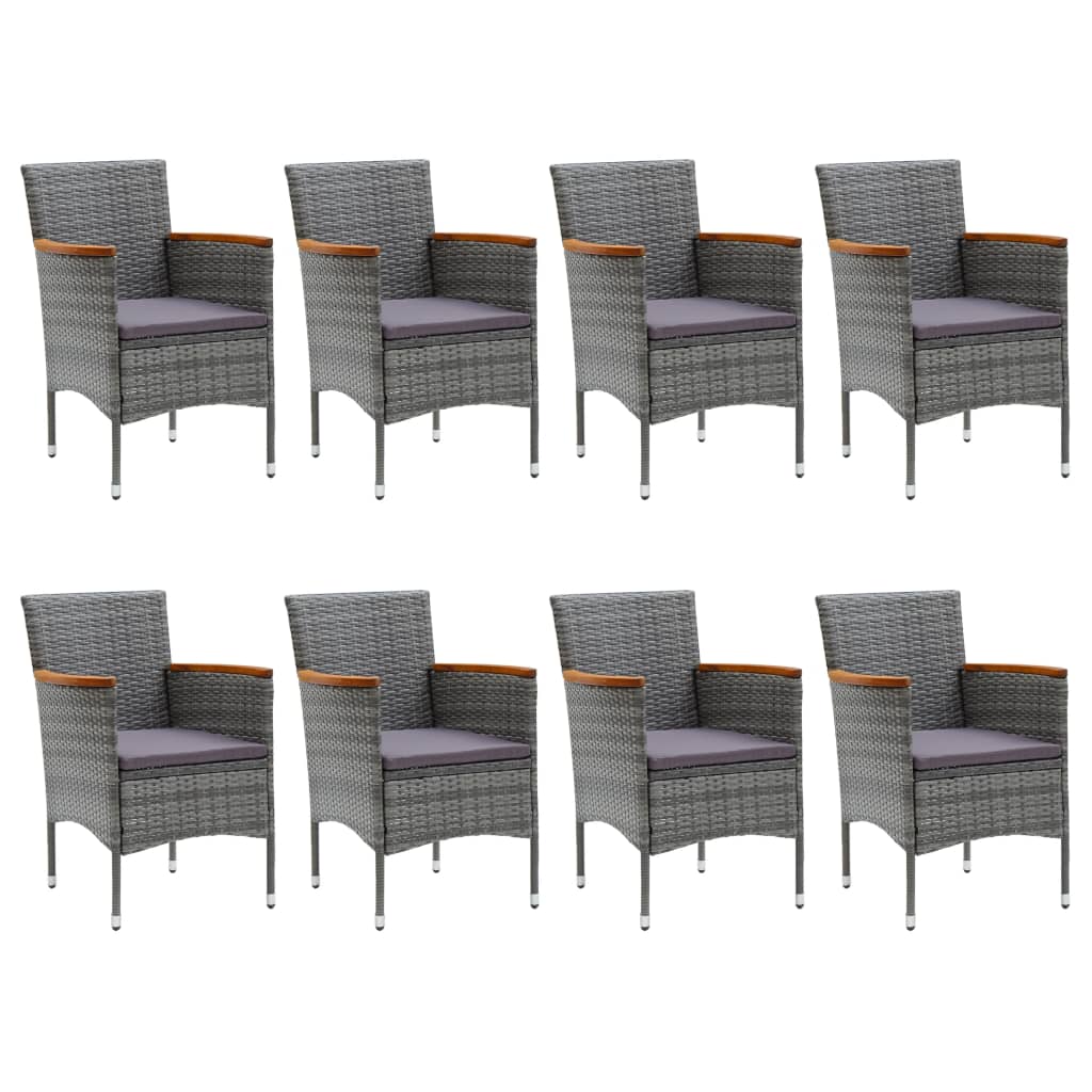 vidaXL Set mobilier grădină, 9 piese, gri, poliratan, lemn acacia vidaXL Set mobilier grădină, 9 piese, gri, poliratan, lemn acacia