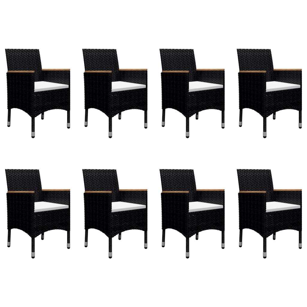vidaXL Set mobilier grădină, 9 piese, negru, poliratan și lemn acacia vidaXL Set mobilier grădină, 9 piese, negru, poliratan și lemn acacia