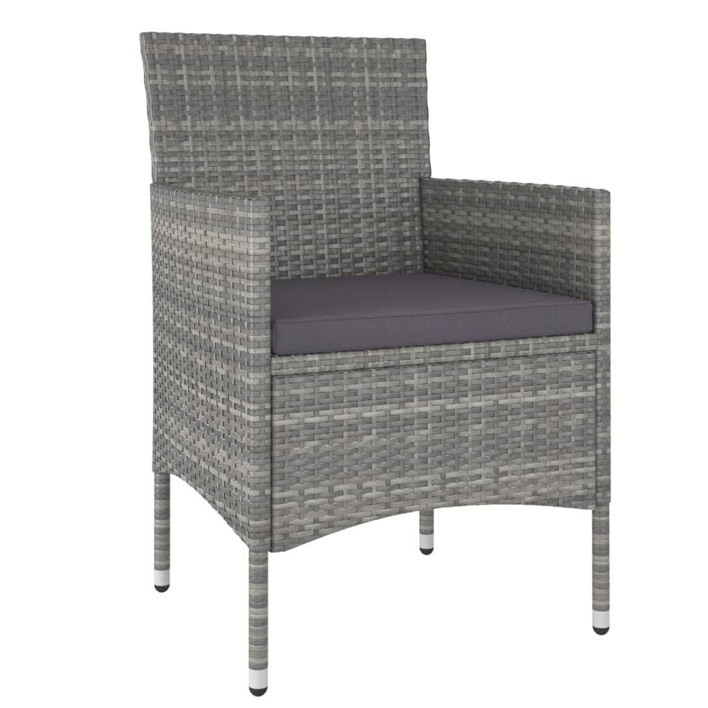 vidaXL Set mobilier grădină, 5 piese, gri, poliratan/sticlă tratată vidaXL Set mobilier grădină, 5 piese, gri, poliratan/sticlă tratată