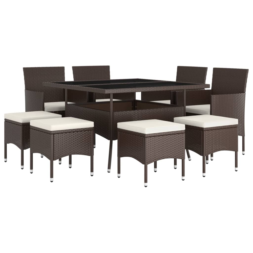 vidaXL Set mobilier de grădină, 9 piese, maro, poliratan vidaXL Set mobilier de grădină, 9 piese, maro, poliratan