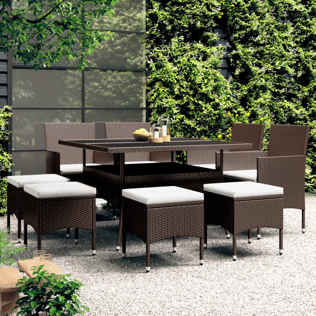 vidaXL Set mobilier de grădină, 9 piese, maro, poliratan vidaXL Set mobilier de grădină, 9 piese, maro, poliratan