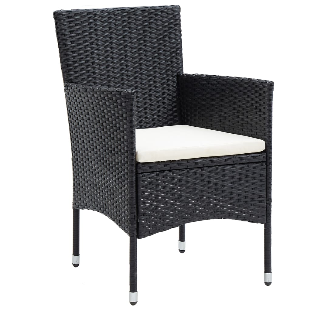 vidaXL Set mobilier grădină, 5 piese, negru, poliratan și lemn acacia vidaXL Set mobilier grădină, 5 piese, negru, poliratan și lemn acacia