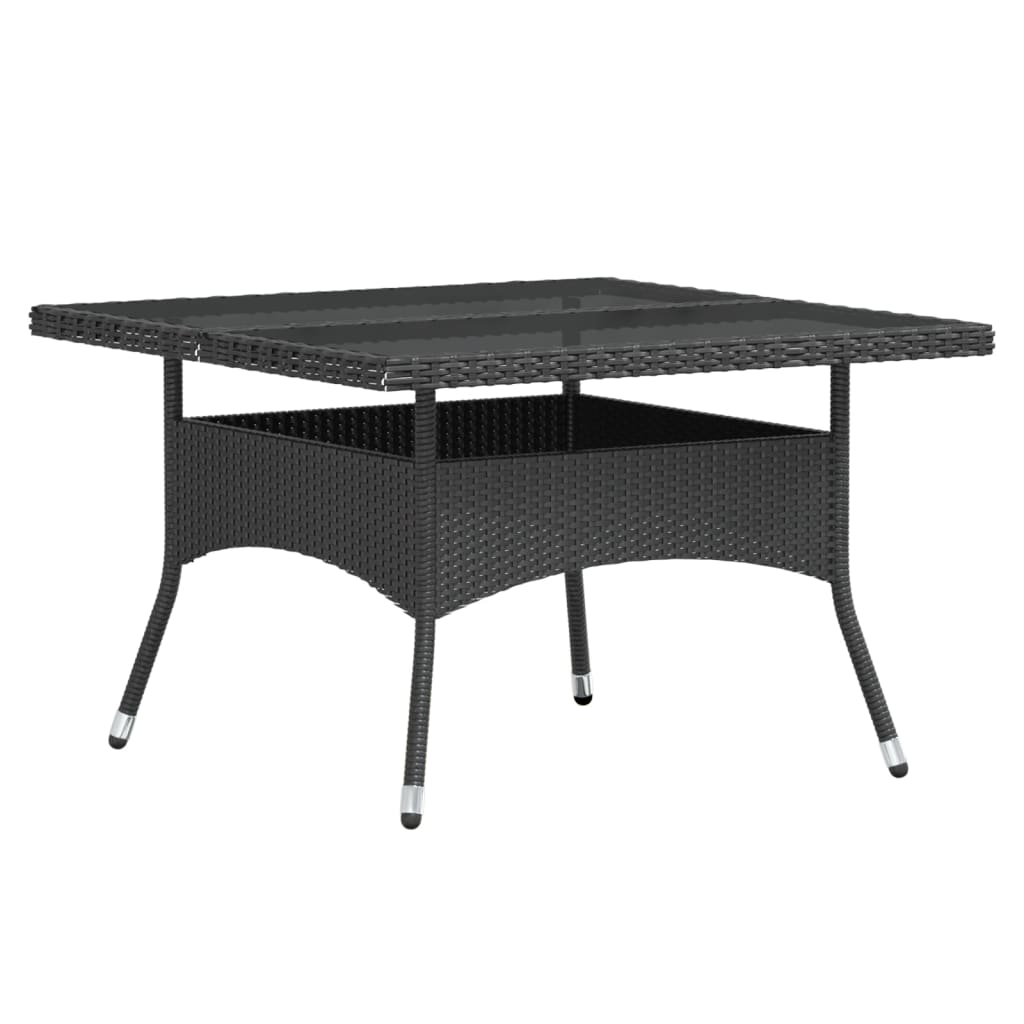 vidaXL Set mobilier grădină, 5 piese, negru, poliratan/sticlă tratată vidaXL Set mobilier grădină, 5 piese, negru, poliratan/sticlă tratată