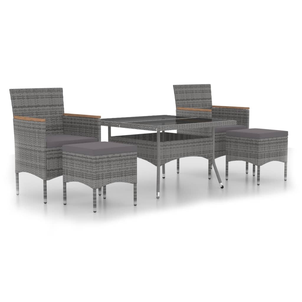 vidaXL Set mobilier grădină, 5 piese, gri, poliratan/sticlă tratată vidaXL Set mobilier grădină, 5 piese, gri, poliratan/sticlă tratată