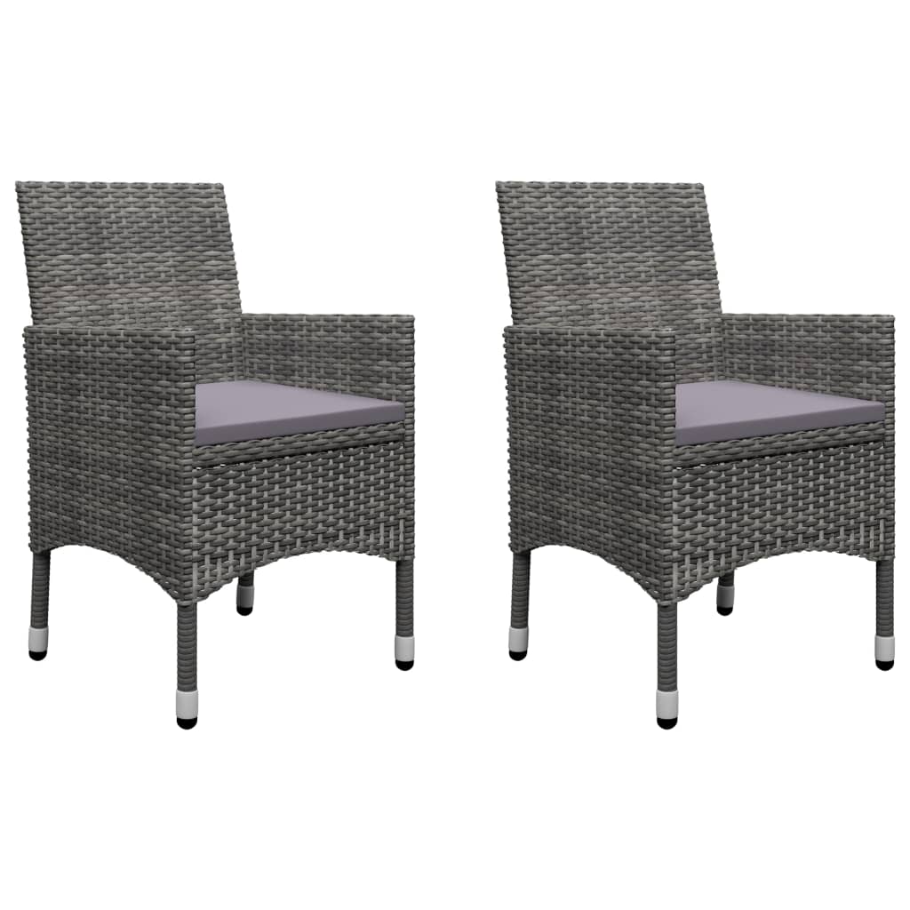 vidaXL Set mobilier grădină, 3 piese, gri, poliratan și lemn acacia vidaXL Set mobilier grădină, 3 piese, gri, poliratan și lemn acacia