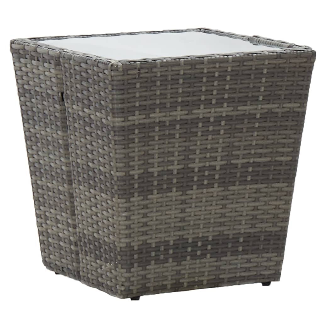 vidaXL Set mobilier de grădină, 3 piese, gri, poliratan și sticlă vidaXL Set mobilier de grădină, 3 piese, gri, poliratan și sticlă