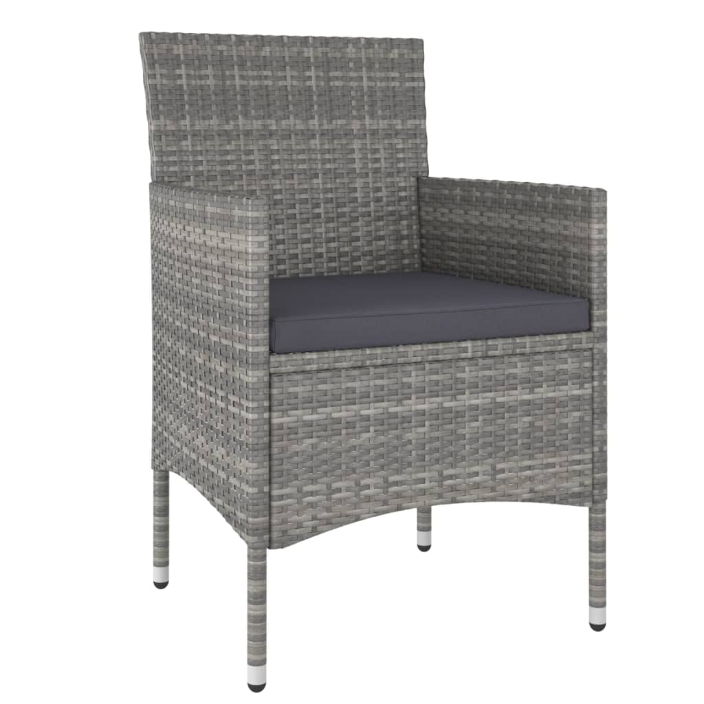 vidaXL Set mobilier grădină, 5 piese, gri, poliratan și lemn acacia vidaXL Set mobilier grădină, 5 piese, gri, poliratan și lemn acacia
