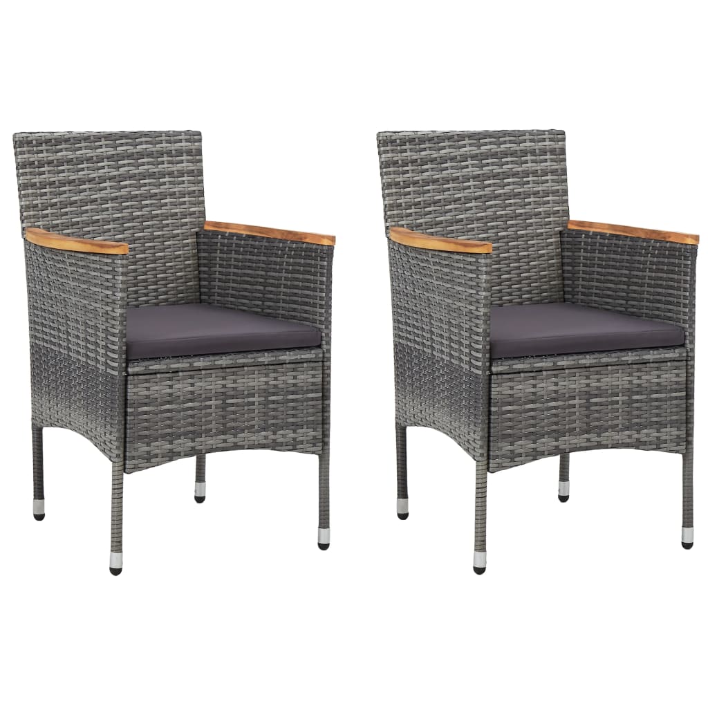 vidaXL Set mobilier de grădină, 3 piese, gri, poliratan și sticlă vidaXL Set mobilier de grădină, 3 piese, gri, poliratan și sticlă