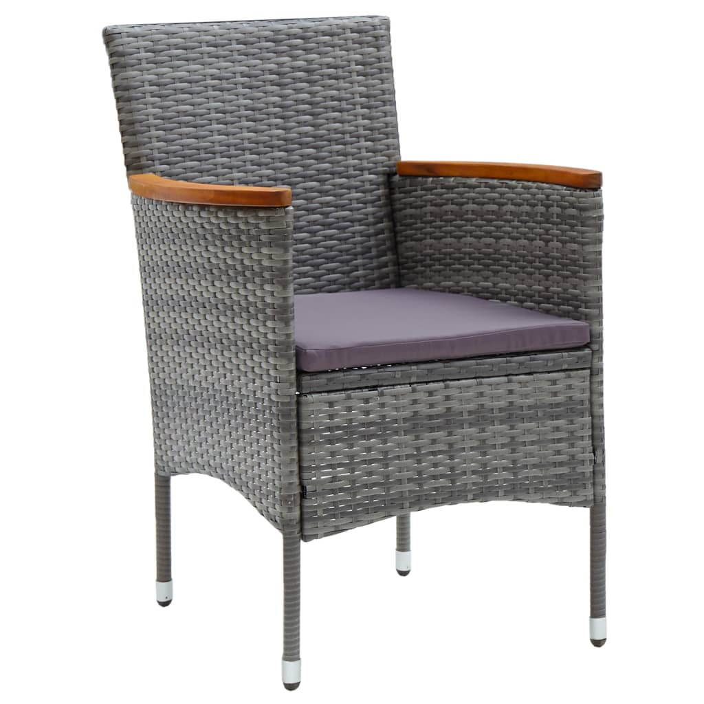 vidaXL Set mobilier de grădină, 3 piese, gri, poliratan și sticlă vidaXL Set mobilier de grădină, 3 piese, gri, poliratan și sticlă