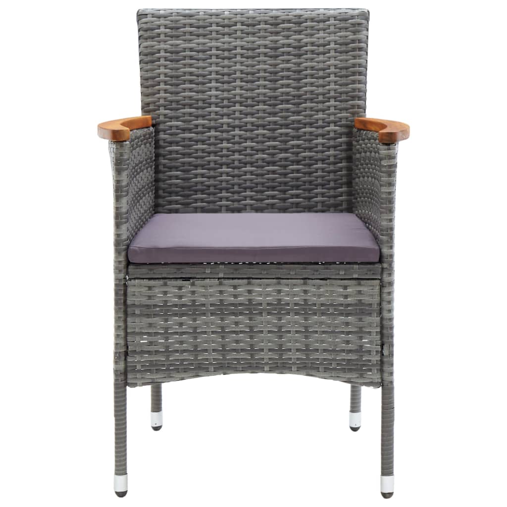 vidaXL Set mobilier de grădină, 3 piese, gri, poliratan și sticlă vidaXL Set mobilier de grădină, 3 piese, gri, poliratan și sticlă