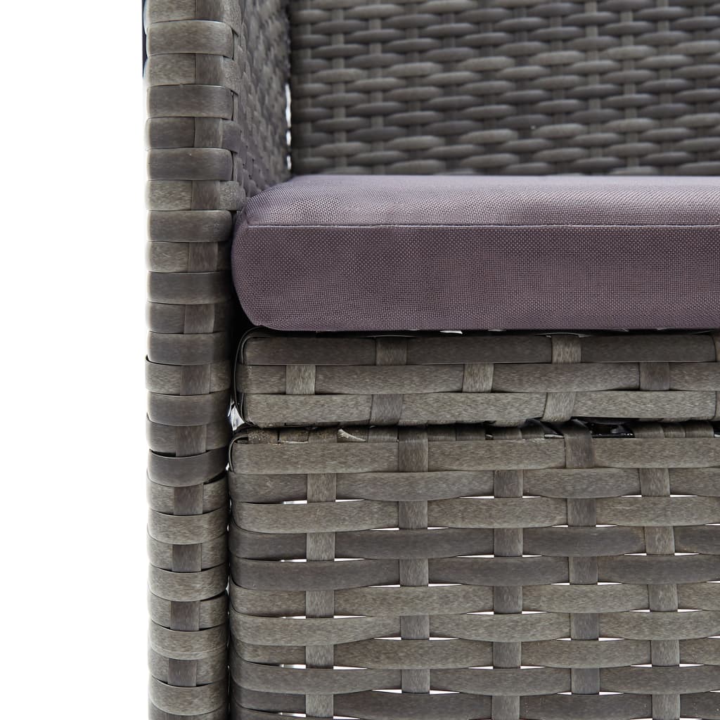 vidaXL Set mobilier de grădină, 3 piese, gri, poliratan și sticlă vidaXL Set mobilier de grădină, 3 piese, gri, poliratan și sticlă