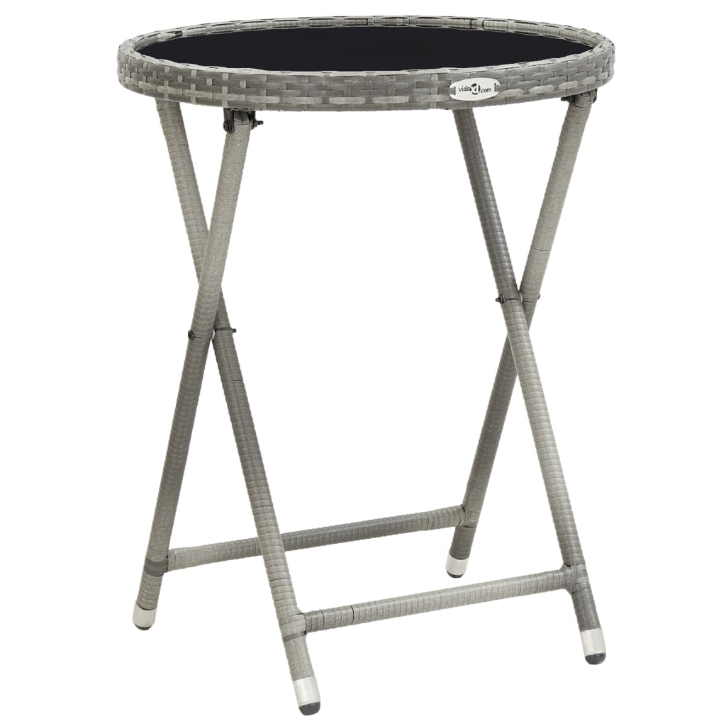 vidaXL Set mobilier de grădină, 3 piese, gri, poliratan și sticlă vidaXL Set mobilier de grădină, 3 piese, gri, poliratan și sticlă