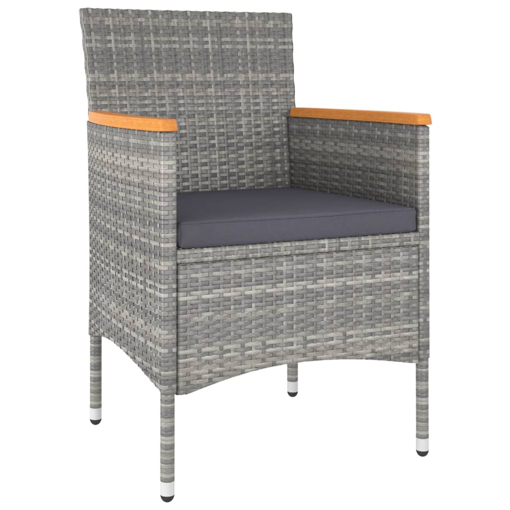 vidaXL Set mobilier de grădină, 5 piese, gri, poliratan și sticlă