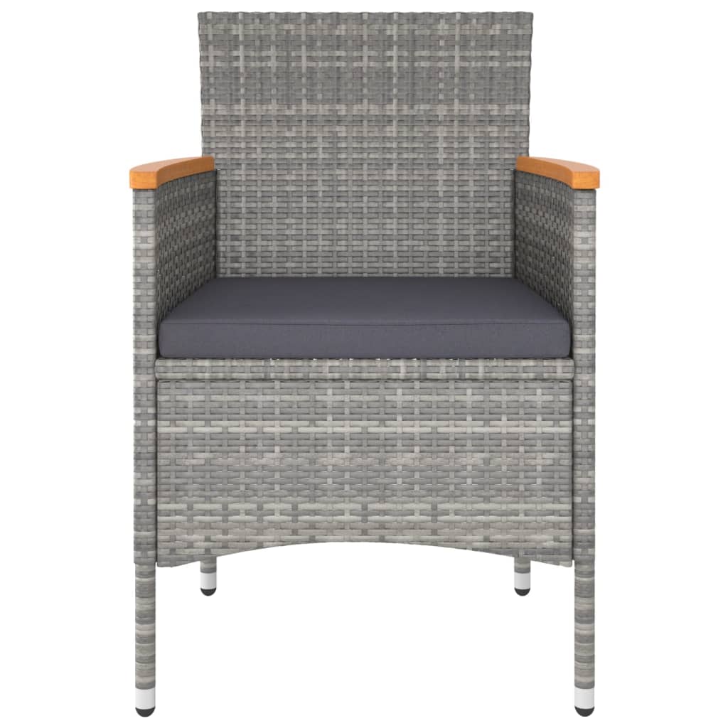 vidaXL Set mobilier de grădină, 5 piese, gri, poliratan și sticlă