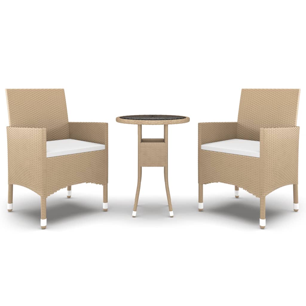 vidaXL Set mobilier de grădină, 3 piese, bej, poliratan vidaXL Set mobilier de grădină, 3 piese, bej, poliratan