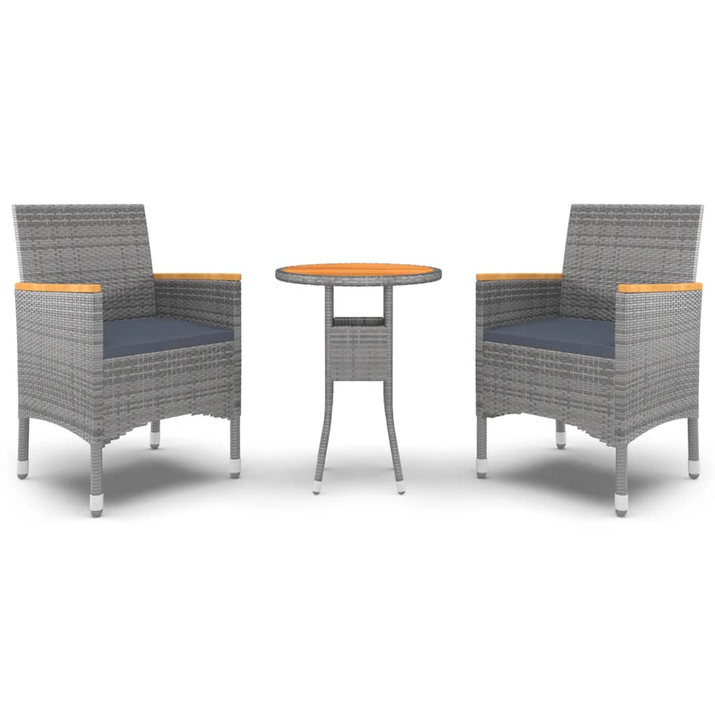 vidaXL Set mobilier de grădină, 3 piese, gri, poliratan vidaXL Set mobilier de grădină, 3 piese, gri, poliratan