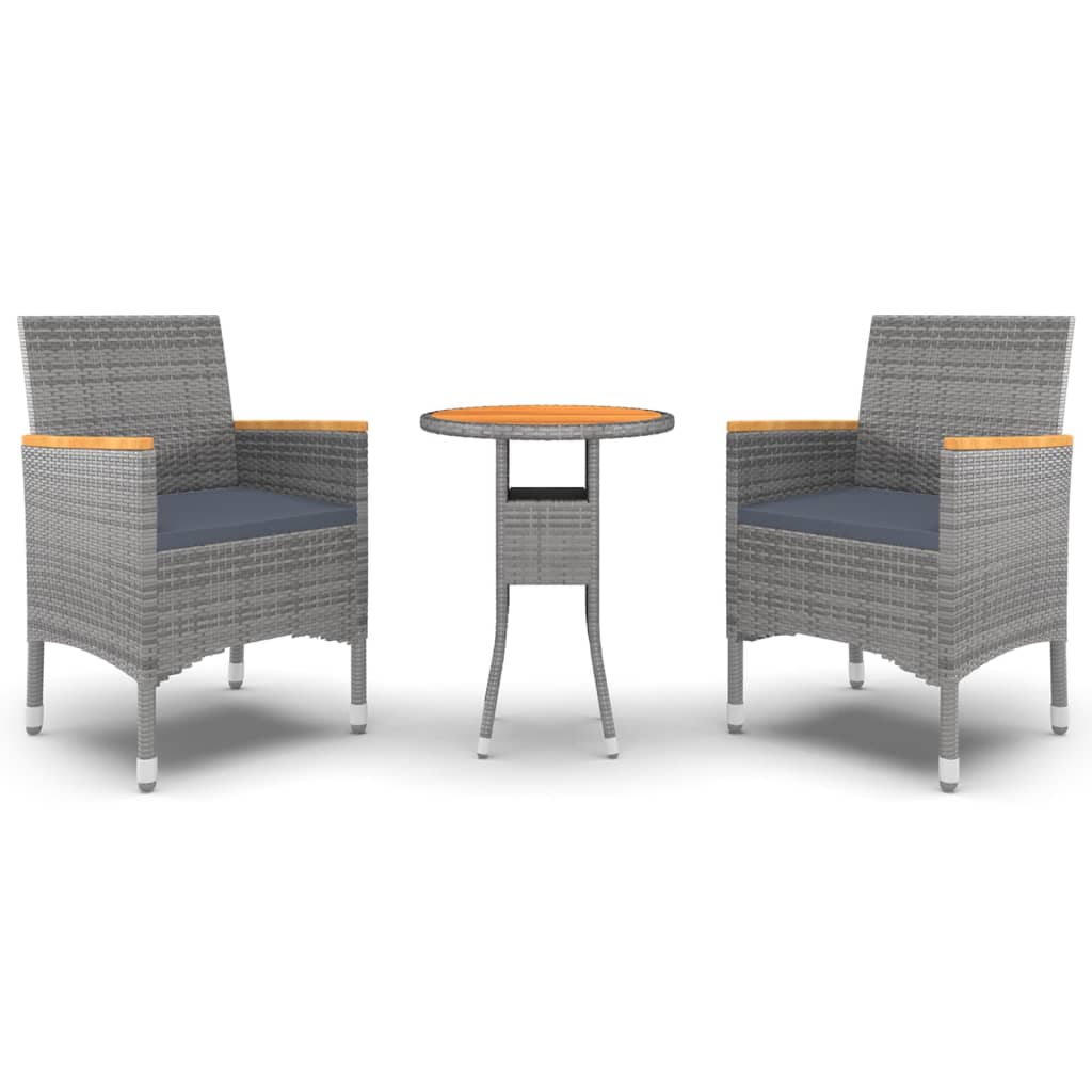 vidaXL Set mobilier de grădină, 3 piese, gri, poliratan vidaXL Set mobilier de grădină, 3 piese, gri, poliratan